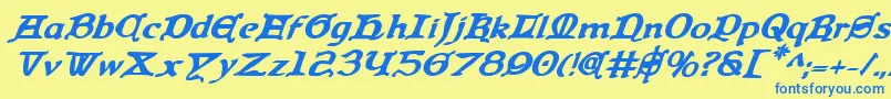 QueenCountryBoldItalic Font – Blue Fonts on Yellow Background