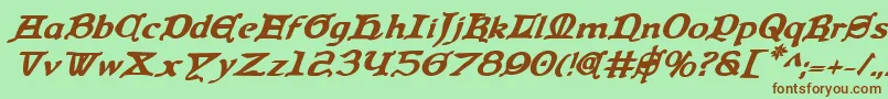 QueenCountryBoldItalic Font – Brown Fonts on Green Background