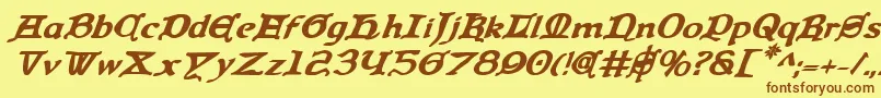 QueenCountryBoldItalic Font – Brown Fonts on Yellow Background