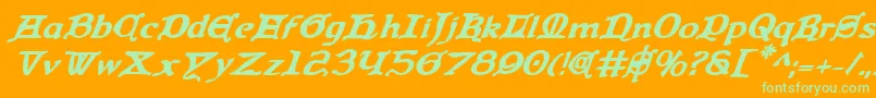 QueenCountryBoldItalic Font – Green Fonts on Orange Background