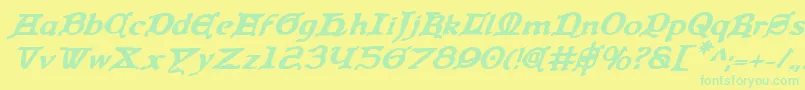 QueenCountryBoldItalic Font – Green Fonts on Yellow Background