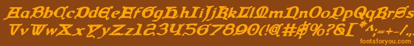 QueenCountryBoldItalic Font – Orange Fonts on Brown Background