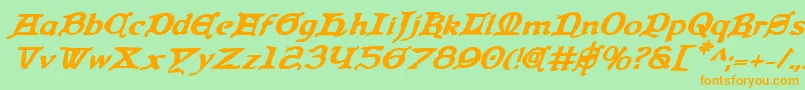 QueenCountryBoldItalic Font – Orange Fonts on Green Background