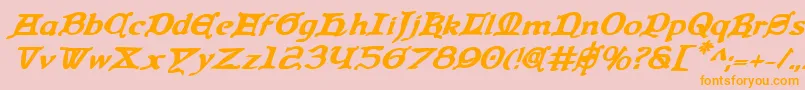 QueenCountryBoldItalic Font – Orange Fonts on Pink Background