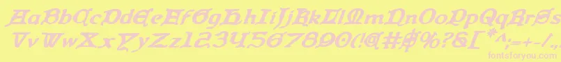 QueenCountryBoldItalic Font – Pink Fonts on Yellow Background