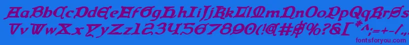 QueenCountryBoldItalic Font – Purple Fonts on Blue Background