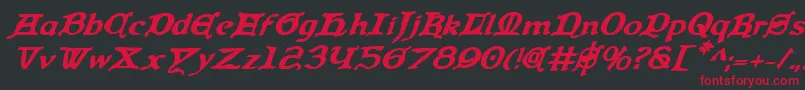 QueenCountryBoldItalic Font – Red Fonts on Black Background