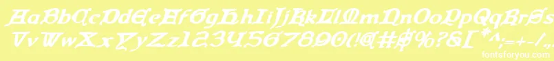 QueenCountryBoldItalic Font – White Fonts on Yellow Background