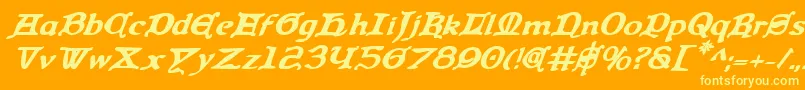 QueenCountryBoldItalic Font – Yellow Fonts on Orange Background