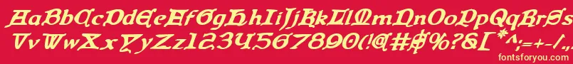 QueenCountryBoldItalic Font – Yellow Fonts on Red Background