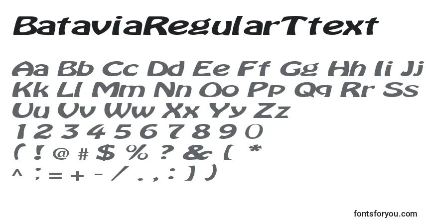 BataviaRegularTtext-fontti – aakkoset, numerot, erikoismerkit