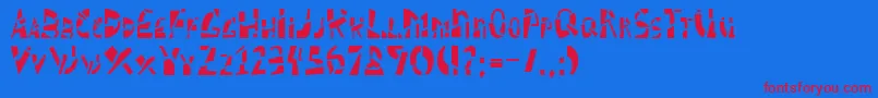フォントSchizm ffy – 赤い文字の青い背景