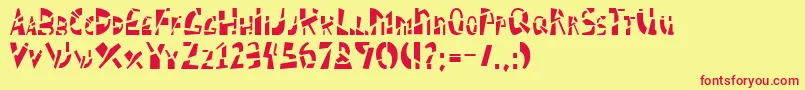 フォントSchizm ffy – 赤い文字の黄色い背景