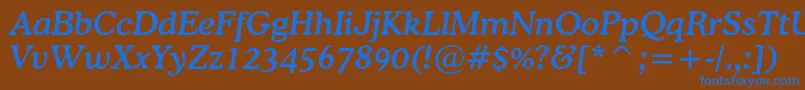 フォントCoopermediumcbtItalic – 茶色の背景に青い文字
