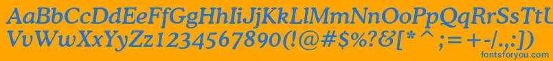 CoopermediumcbtItalic-Schriftart – Blaue Schriften auf orangefarbenem Hintergrund