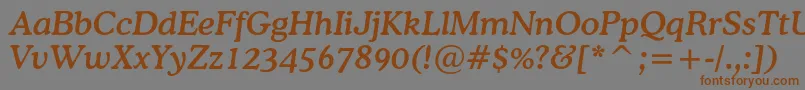 フォントCoopermediumcbtItalic – 茶色の文字が灰色の背景にあります。