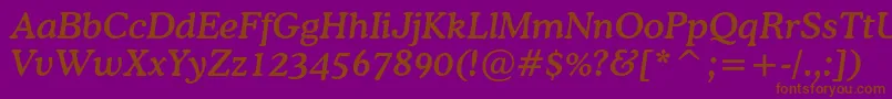 Czcionka CoopermediumcbtItalic – brązowe czcionki na fioletowym tle