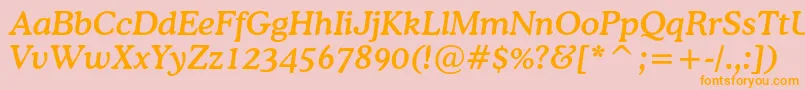 CoopermediumcbtItalic-Schriftart – Orangefarbene Schriften auf rosa Hintergrund