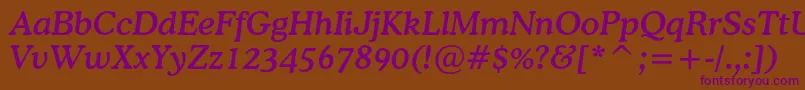 CoopermediumcbtItalic-fontti – violetit fontit ruskealla taustalla