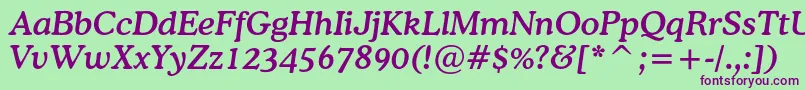 CoopermediumcbtItalic Font – Purple Fonts on Green Background