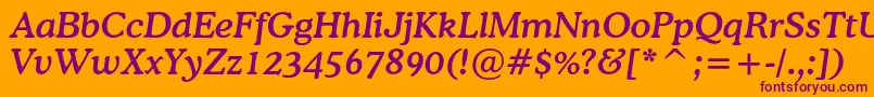 CoopermediumcbtItalic-Schriftart – Violette Schriften auf orangefarbenem Hintergrund