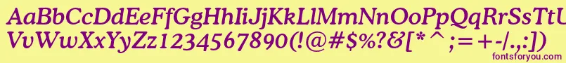 CoopermediumcbtItalic Font – Purple Fonts on Yellow Background