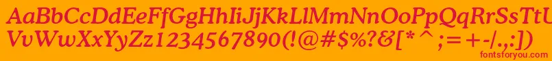 CoopermediumcbtItalic-Schriftart – Rote Schriften auf orangefarbenem Hintergrund