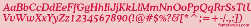CoopermediumcbtItalic-fontti – punaiset fontit vaaleanpunaisella taustalla