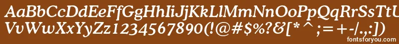 CoopermediumcbtItalic-fontti – valkoiset fontit ruskealla taustalla