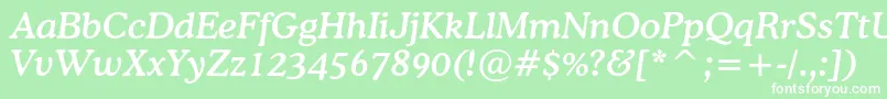 CoopermediumcbtItalic-fontti – valkoiset fontit vihreällä taustalla