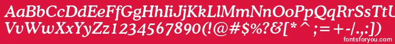 CoopermediumcbtItalic-fontti – valkoiset fontit punaisella taustalla