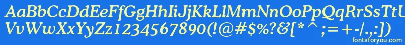 CoopermediumcbtItalic-fontti – keltaiset fontit sinisellä taustalla