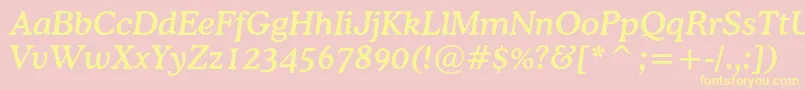 CoopermediumcbtItalic-fontti – keltaiset fontit vaaleanpunaisella taustalla
