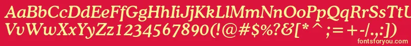 CoopermediumcbtItalic-fontti – keltaiset fontit punaisella taustalla