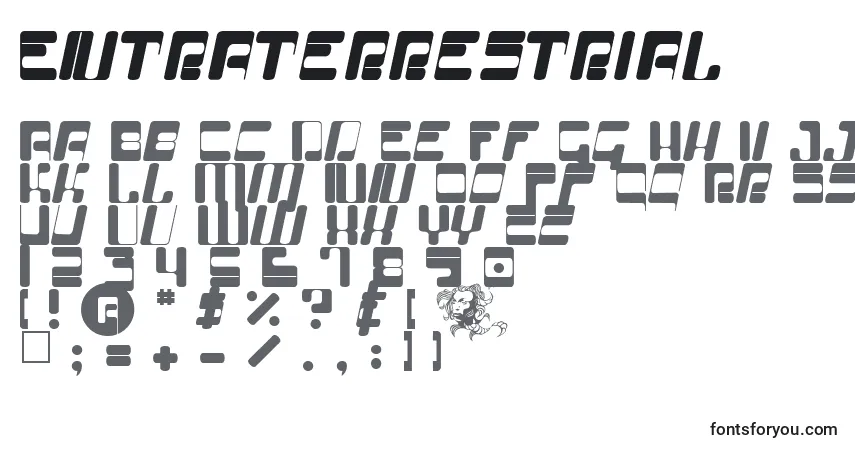 Schriftart Entraterrestrial – Alphabet, Zahlen, spezielle Symbole