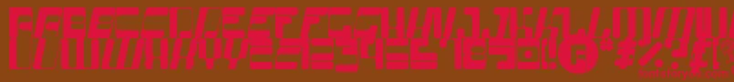 フォントEntraterrestrial – 赤い文字が茶色の背景にあります。