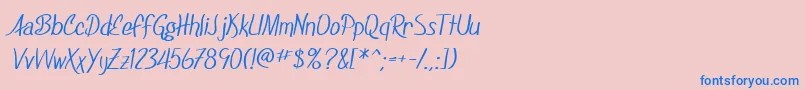 Fonte SfFoxboroScript – fontes azuis em um fundo rosa