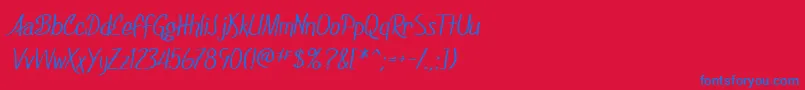 Fonte SfFoxboroScript – fontes azuis em um fundo vermelho
