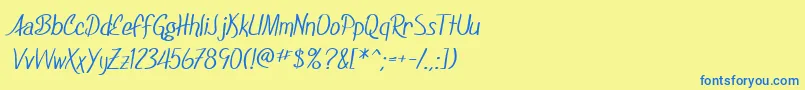 Czcionka SfFoxboroScript – niebieskie czcionki na żółtym tle