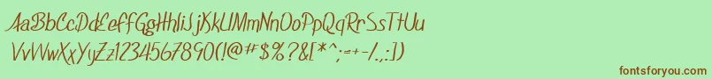 SfFoxboroScript-fontti – ruskeat fontit vihreällä taustalla