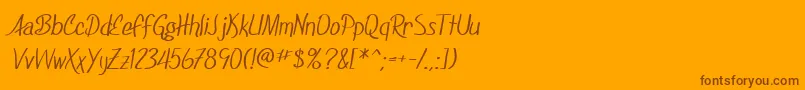 フォントSfFoxboroScript – オレンジの背景に茶色のフォント