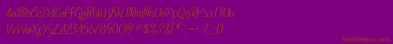 SfFoxboroScript-Schriftart – Braune Schriften auf violettem Hintergrund
