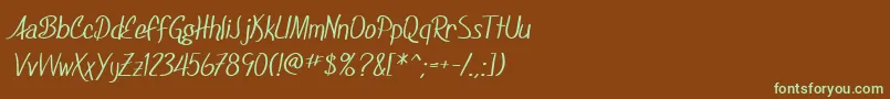 SfFoxboroScript-fontti – vihreät fontit ruskealla taustalla