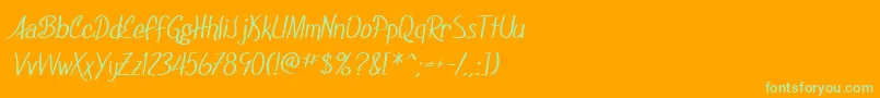 フォントSfFoxboroScript – オレンジの背景に緑のフォント