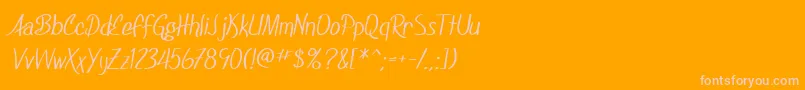 SfFoxboroScript-Schriftart – Rosa Schriften auf orangefarbenem Hintergrund