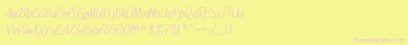 SfFoxboroScript-fontti – vaaleanpunaiset fontit keltaisella taustalla