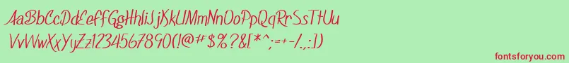 フォントSfFoxboroScript – 赤い文字の緑の背景