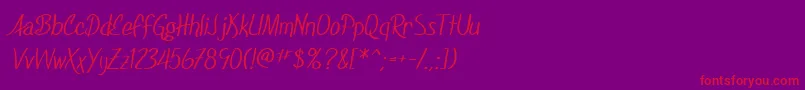 Czcionka SfFoxboroScript – czerwone czcionki na fioletowym tle