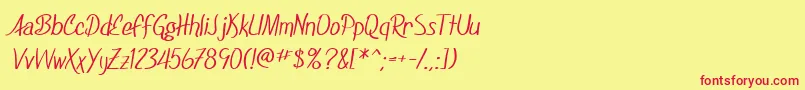 フォントSfFoxboroScript – 赤い文字の黄色い背景