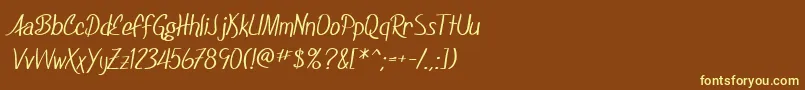 Шрифт SfFoxboroScript – жёлтые шрифты на коричневом фоне